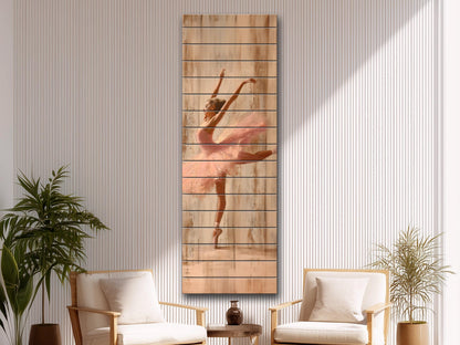 Ballerina Print on Natural Wood, Rustic Ballerina Painting, Ballet Wall Art, Ballet School Wall Decor, Ballet Teacher Gift, Ballerina Gift