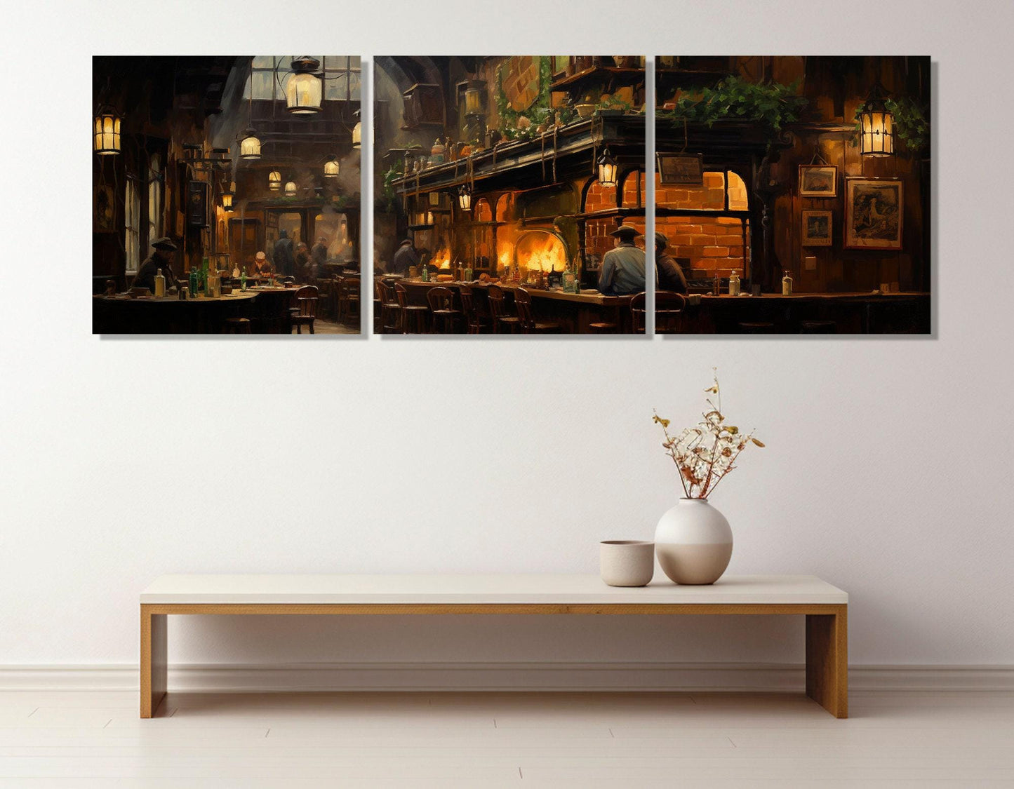Irish Pub Canvas Print – Vintage Pub Poster on Cotton Gallery Wrapped Canvas Art