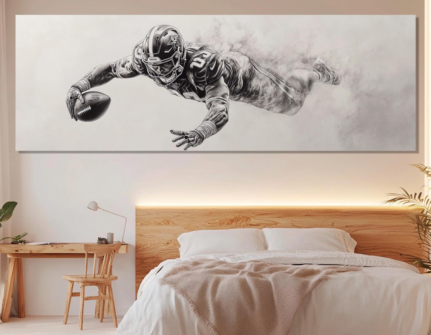 Touchdown Canvas Print, Football Wall Art, Man Cave Wall Decor, Framed & Ready to Hang