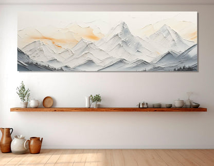 Mountains Canvas Print - Soft Tones Painting | Framed Contemporary Wall Art, Gallery Wrapped Canvas