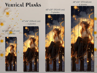 Dreamy Woman Painting | Natural Wood Print - Fantasy Wall Art with Warm Golden Tones