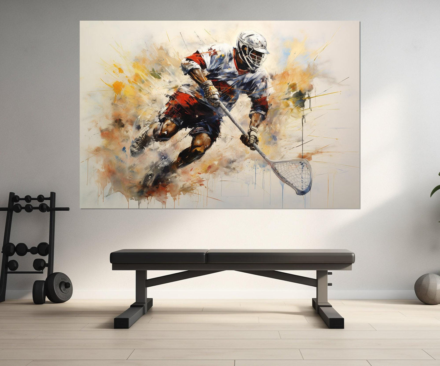 Lacrosse Wall Art - Abstract Lacrosse Canvas Print | Framed Floating Frame Ready to Hang