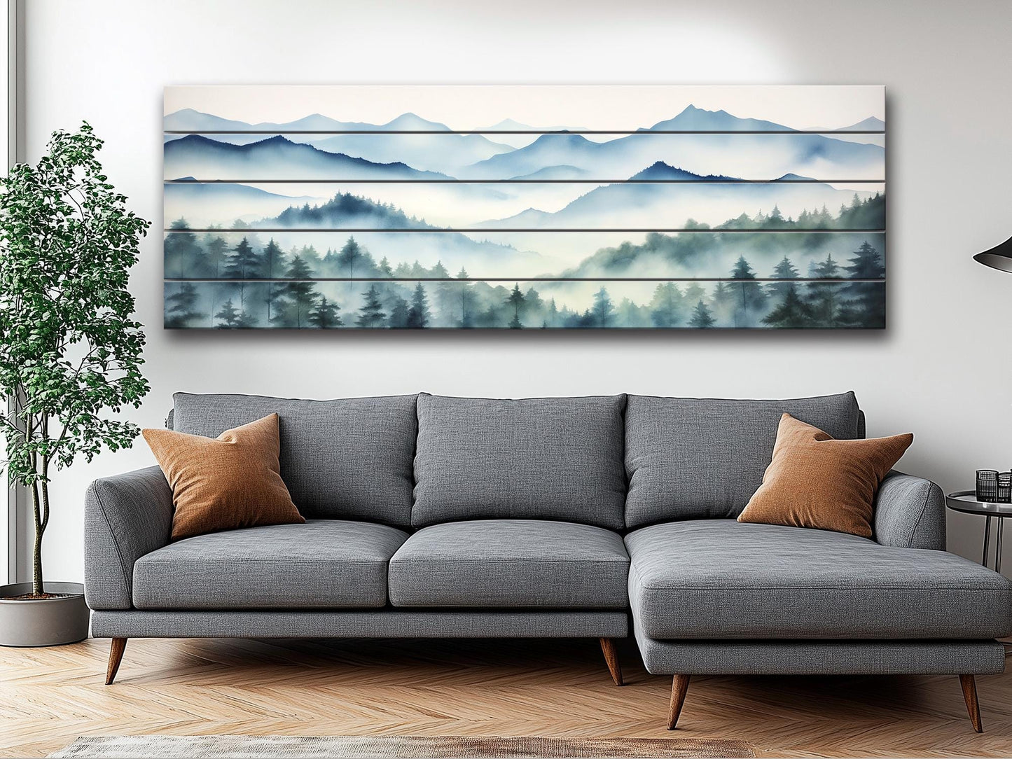 Misty Forest  Print On Natural Wood - Nature Wall Art
