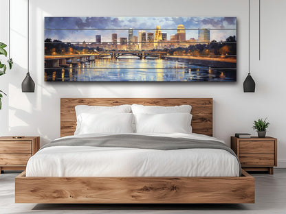 Minneapolis Wood Wall Art – Rustic Skyline Painting on Wood – Unique Natural Texture Decor