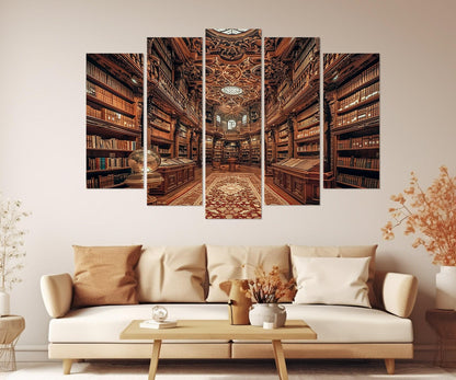 Library Canvas Print – Abstract Canvas Art | Framed Library Painting Ready to Hang