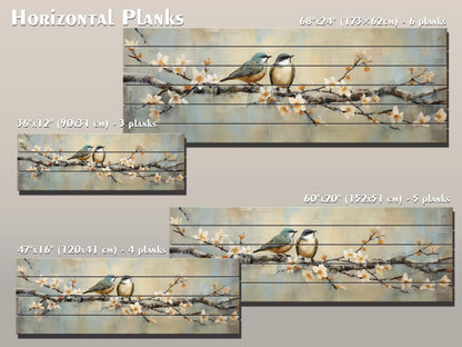 Rustic Wood Wall Art | Nature Wall Decor with Birds Print on Wood Planks, Fade Resistant