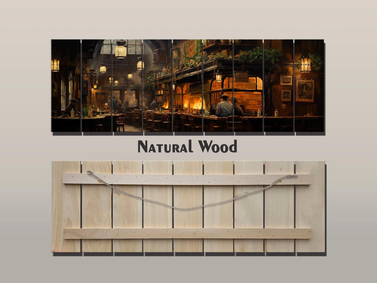 Irish Pub Wall Art – Rustic Wood Plank Artwork | Vintage Pub Print on Wood