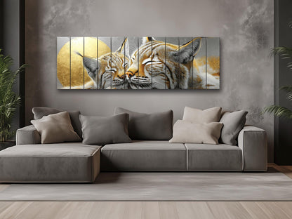 Tender Bobcats Print on Wood, Modern Romantic Wall Art