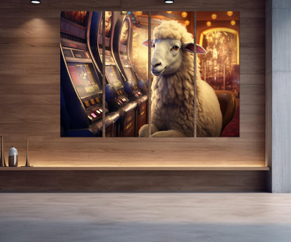 Sheep Canvas Print - Funny Casino Wall Art | Framed Cotton Canvas Decor