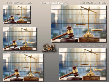 Rustic Wood Wall Art - Justice Wall Art Printed on Wood, Lawyer Office Decor, Judge Gift, Law Wall Art, Judge Hammer Poster, Attorney Gift