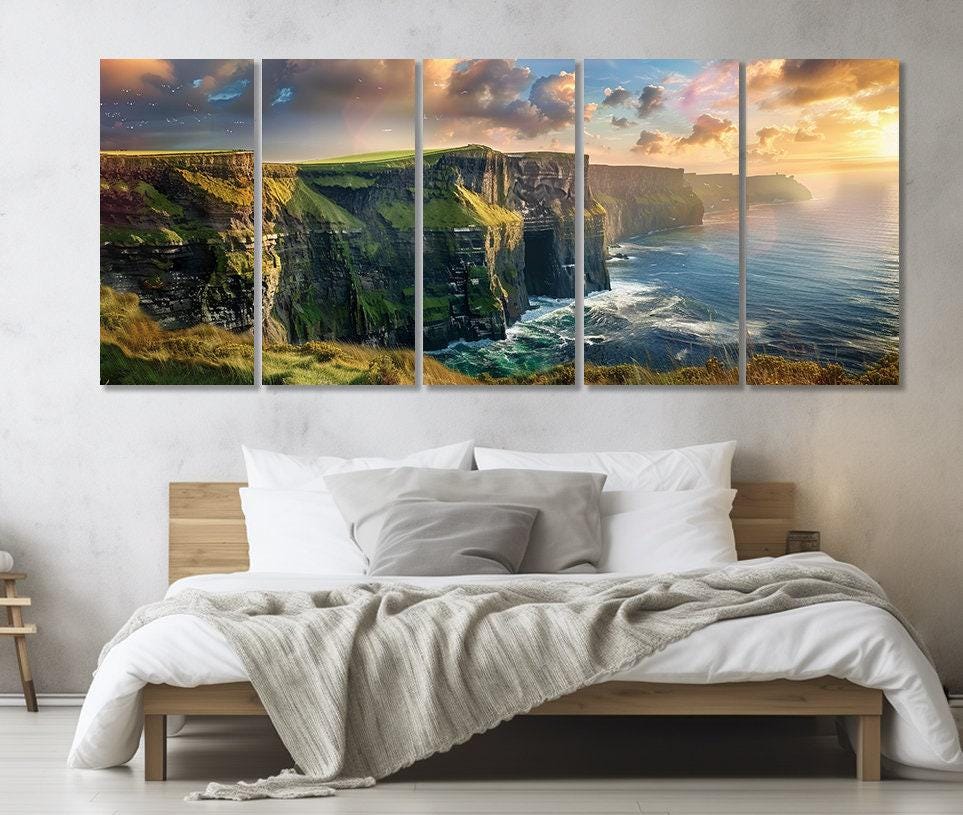 Cliffs Of Moher Canvas Large Cotton Canvas Print - Ready To Hang Panorama Art