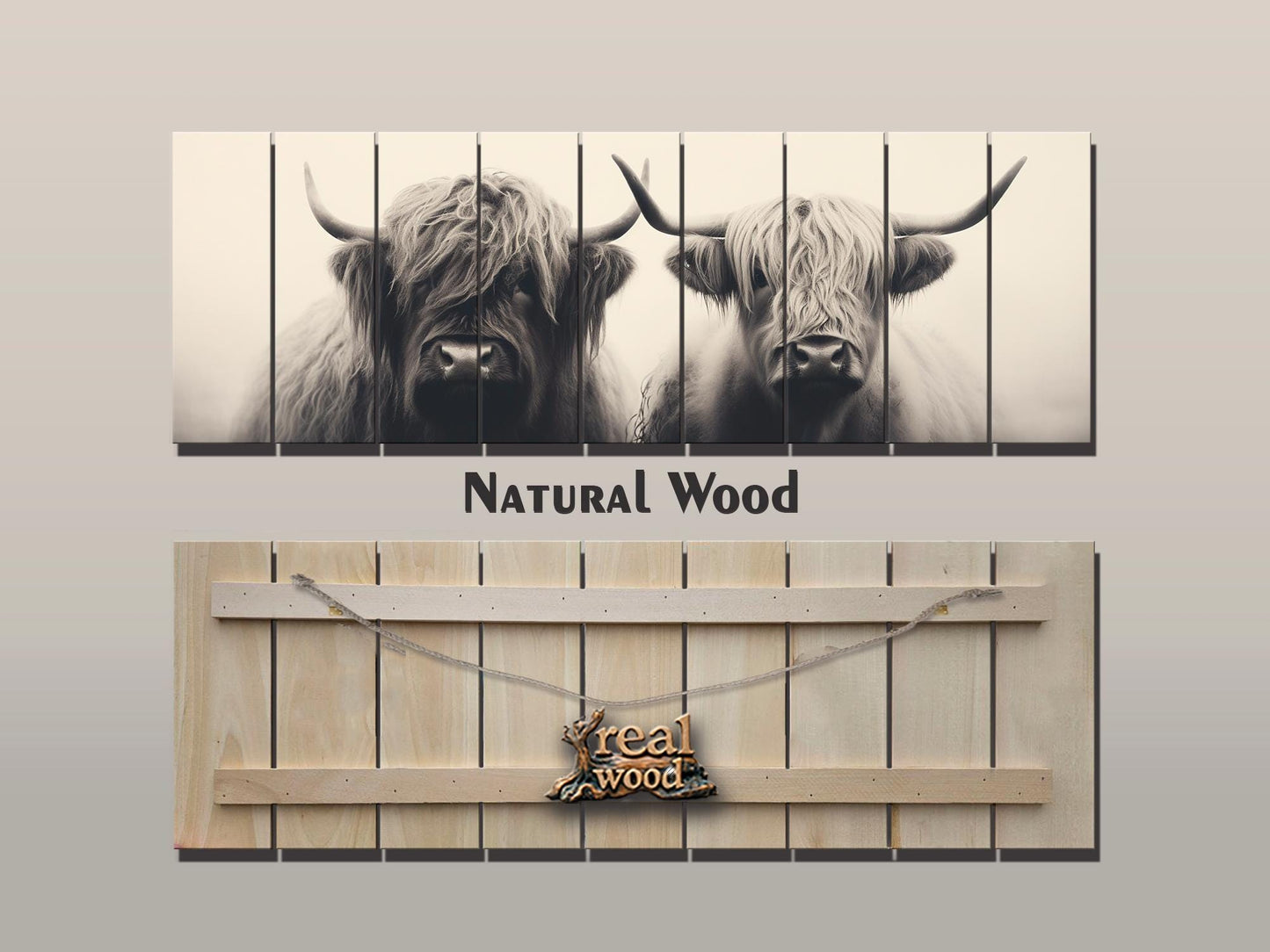 Highland Cows Wall Art – Handcrafted Wood Wall Decor | Rustic Farmhouse Print