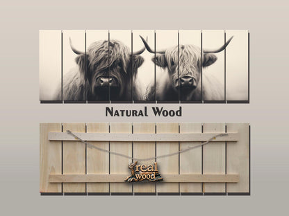 Highland Cows Wall Art – Handcrafted Wood Wall Decor | Rustic Farmhouse Print