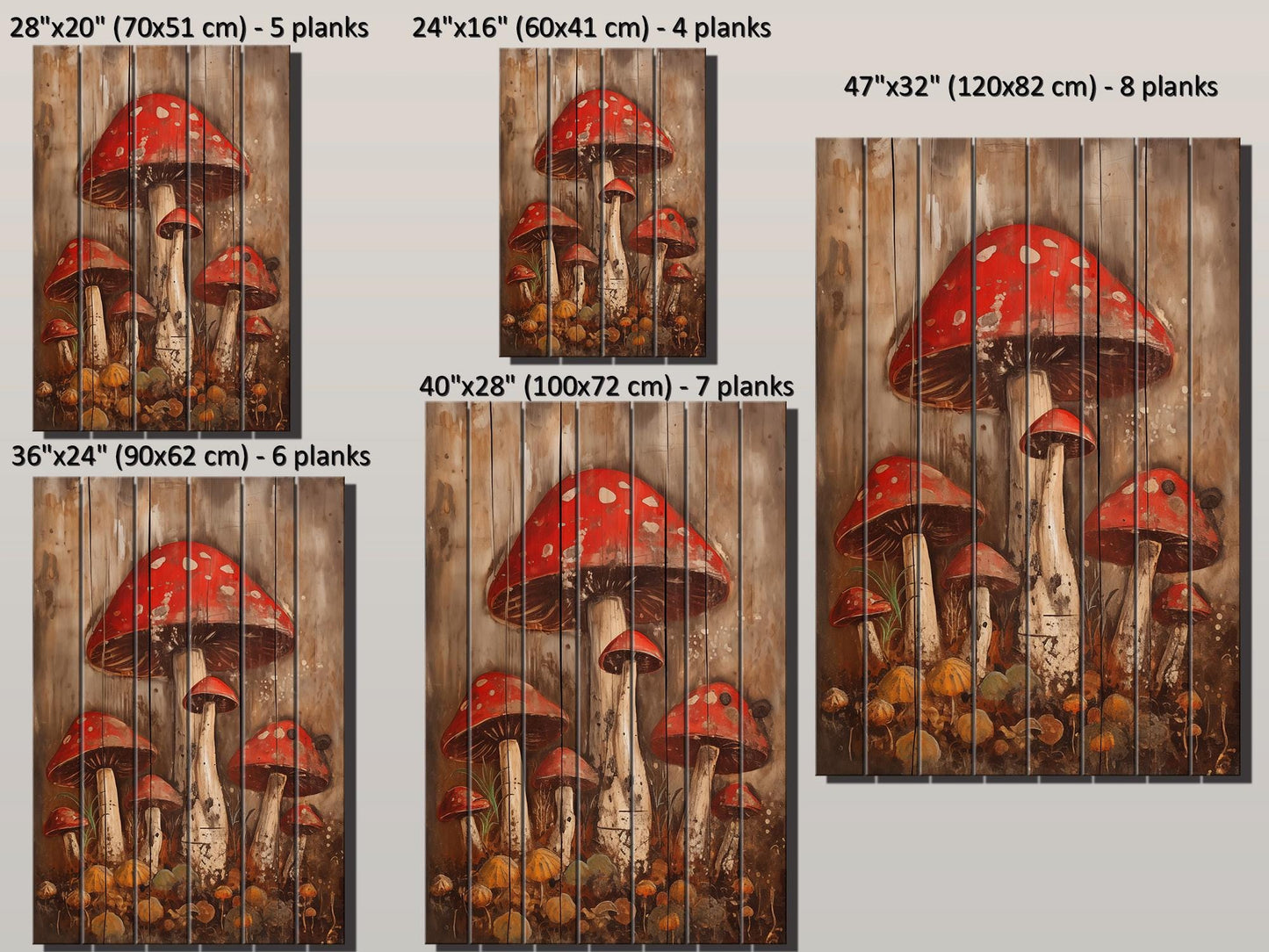 Rustic Mushroom Wall Art – Natural Wood Print | Forest Garden Decor