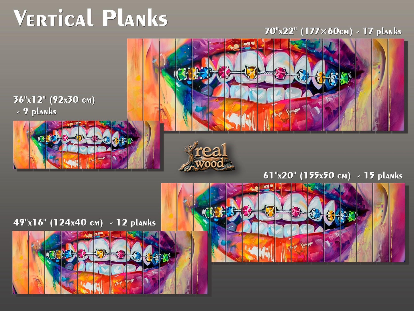 Wood Wall Art – Abstract Braces Painting | Orthodontist Wall Decor on Wood
