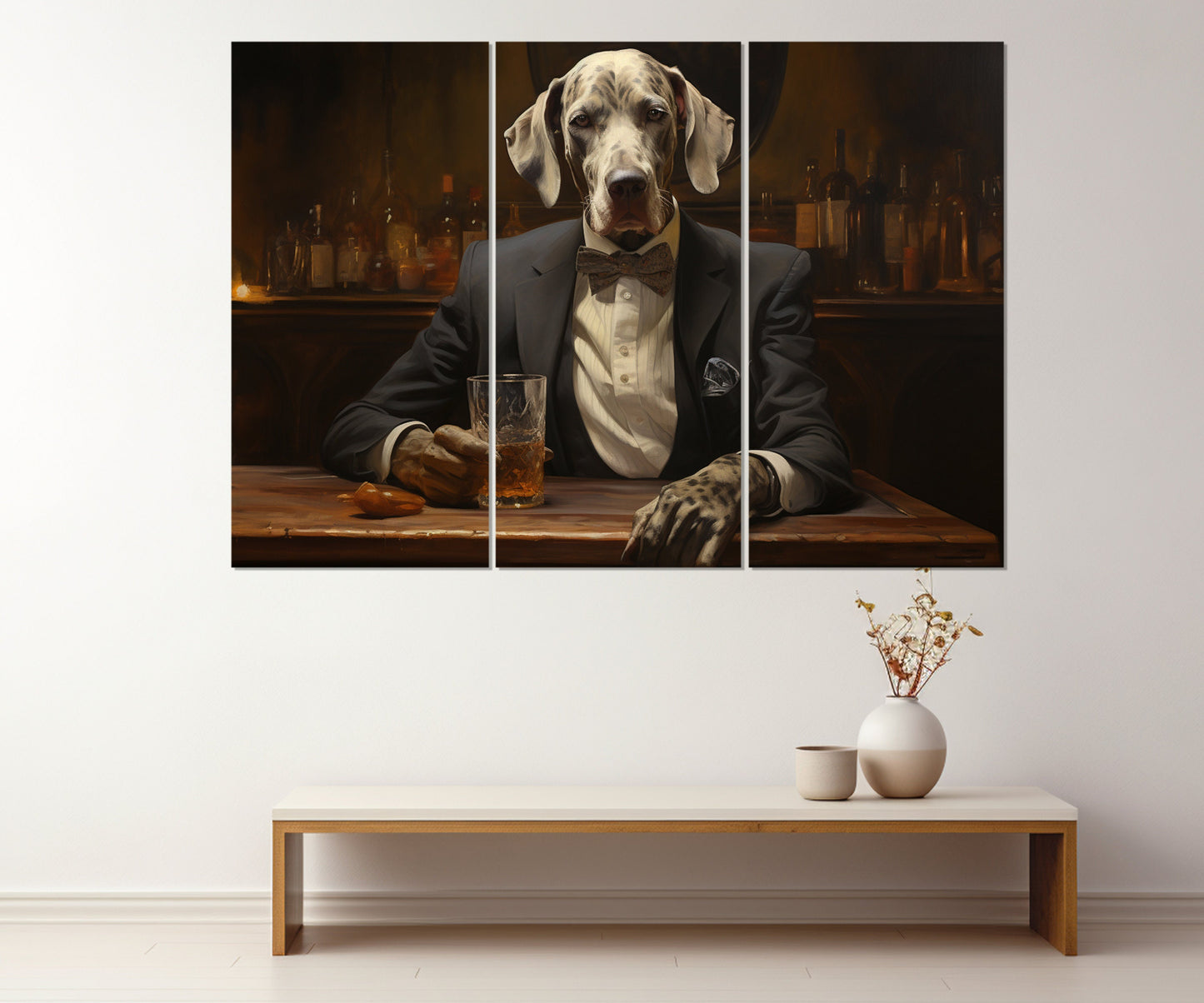 Dog In A Suit Canvas - Whiskey Wall Art | Cigar Club Decor | Politician Gift
