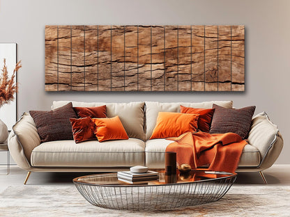 Wood Texture Print – Rustic Wall Art on Natural Wood Planks with Tree Bark Design