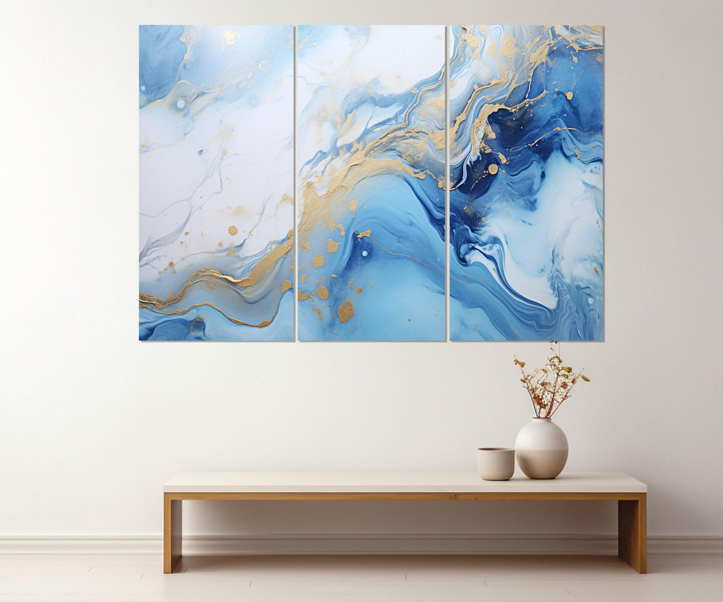 Blue Marble Canvas Abstract Wall Art – Modern Marble Canvas Print, Ready to Hang
