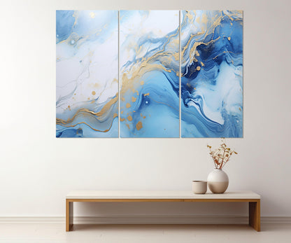 Blue Marble Canvas Abstract Wall Art – Modern Marble Canvas Print, Ready to Hang