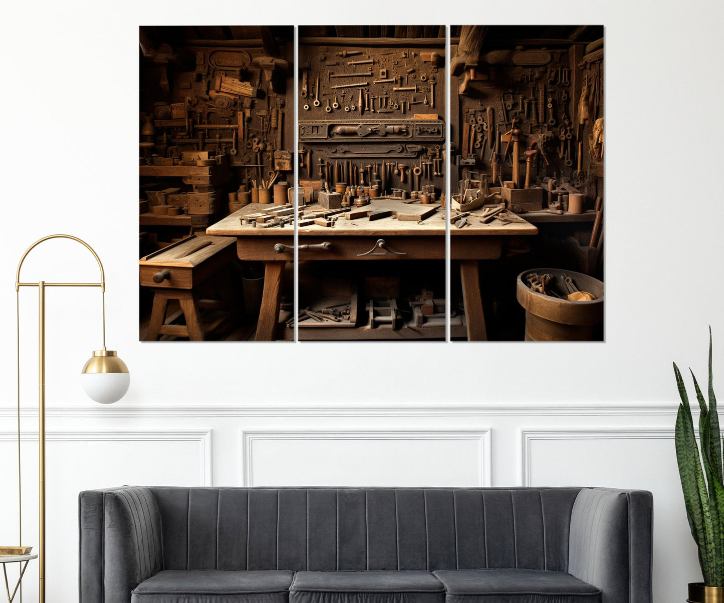 Woodworking Wall Art – Vintage Tools Print | Carpenter Gift | Framed Canvas Print