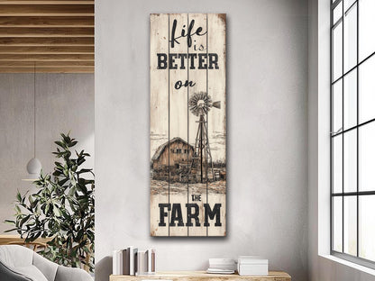 Rustic Wood Wall Art – Life On The Farm Sign | Cozy Country Wall Decor