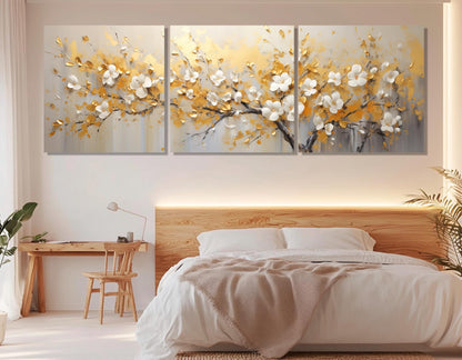 Gold Blossom Canvas Print – Abstract Tree Art | Luxury Wall Decor, Framed & Ready to Hang