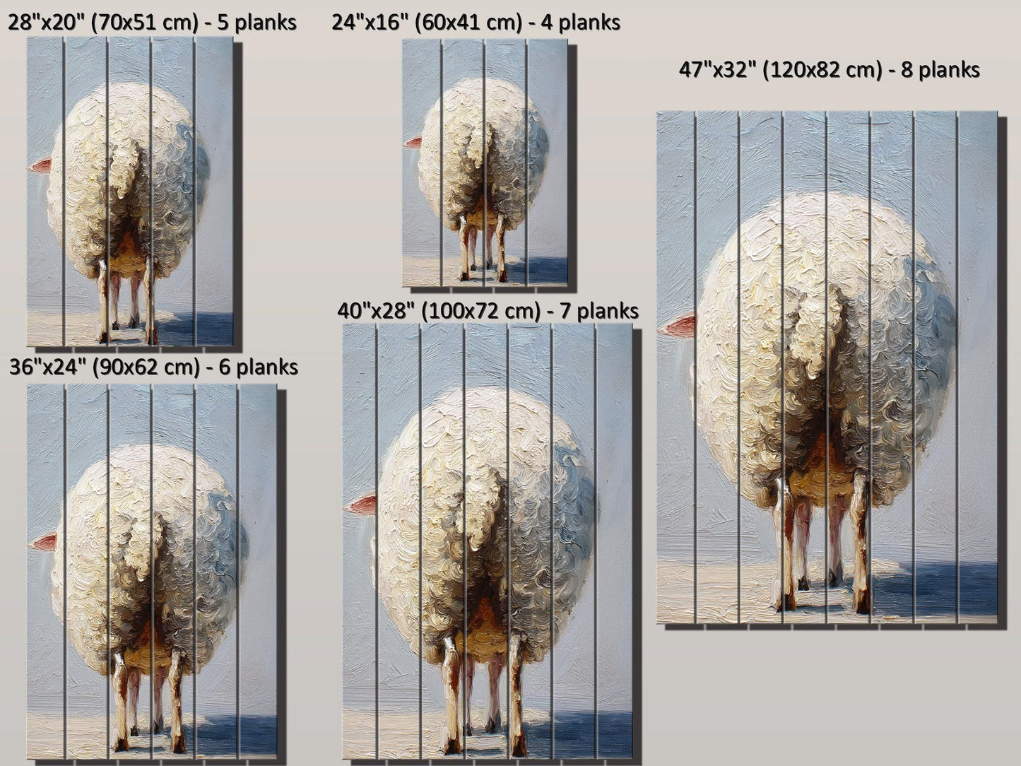 Funny Farmhouse Wall Art – Sheep Butt Print on Natural Wood Panel Decor