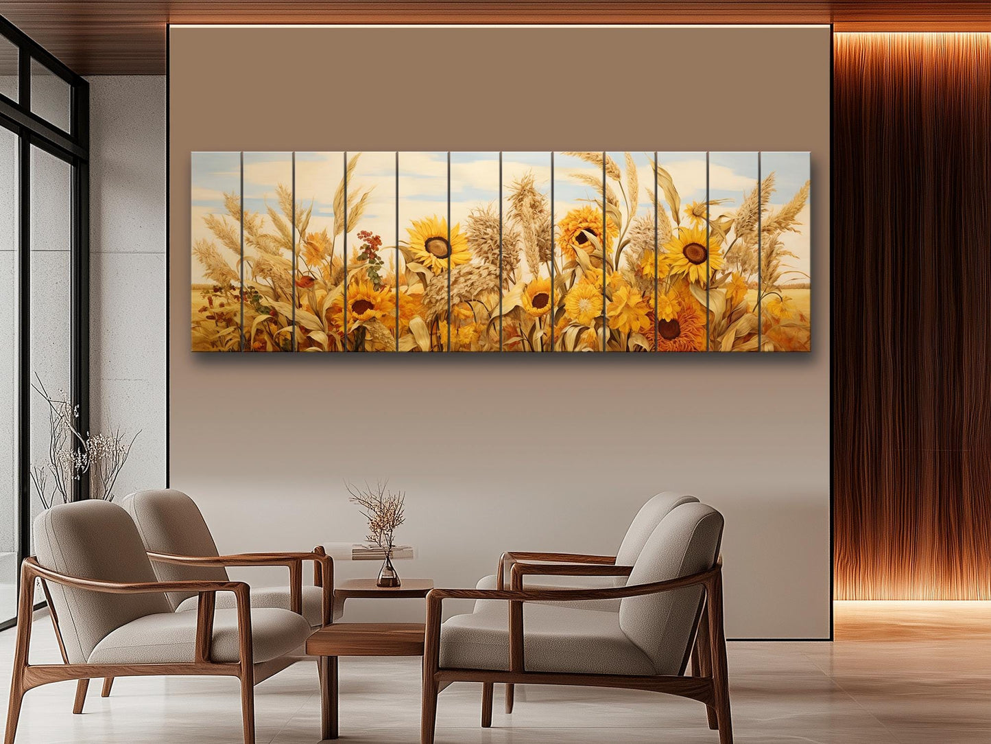 Rustic Wood Wall Art – Large Farmhouse Wall Decor with Sunflower Wood Print