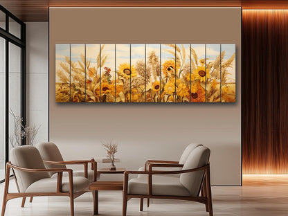 Rustic Wood Wall Art – Large Farmhouse Wall Decor with Sunflower Wood Print