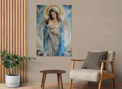 Virgin Mary Canvas Print – Mary and Jesus Painting | Framed Religious Wall Art