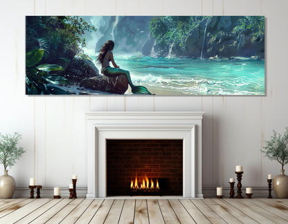 Mermaid Canvas Print - Scenic Sea Wall Art | Framed Gallery Wrapped Cotton Canvas