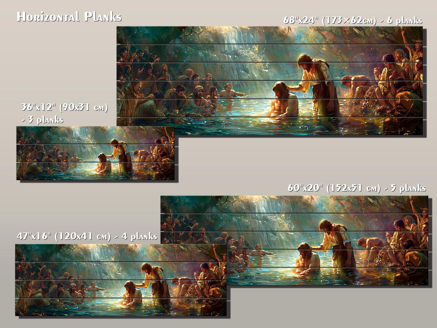 Baptism of Jesus Painting - Wood Wall Art | Jesus Baptism Print on Wood