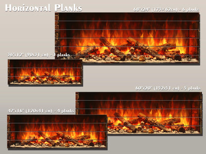 Fireplace Print on Natural Wood – Rustic Wall Art Home Decor