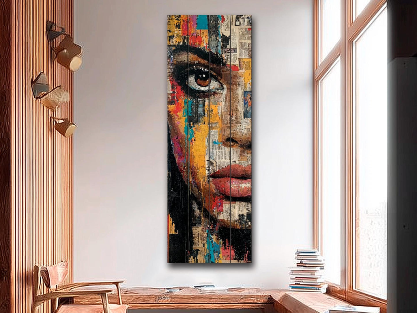 Abstract Expressionism Portrait | Black Woman Wood Wall Art – Mixed Media Print
