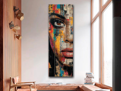 Abstract Expressionism Portrait | Black Woman Wood Wall Art – Mixed Media Print