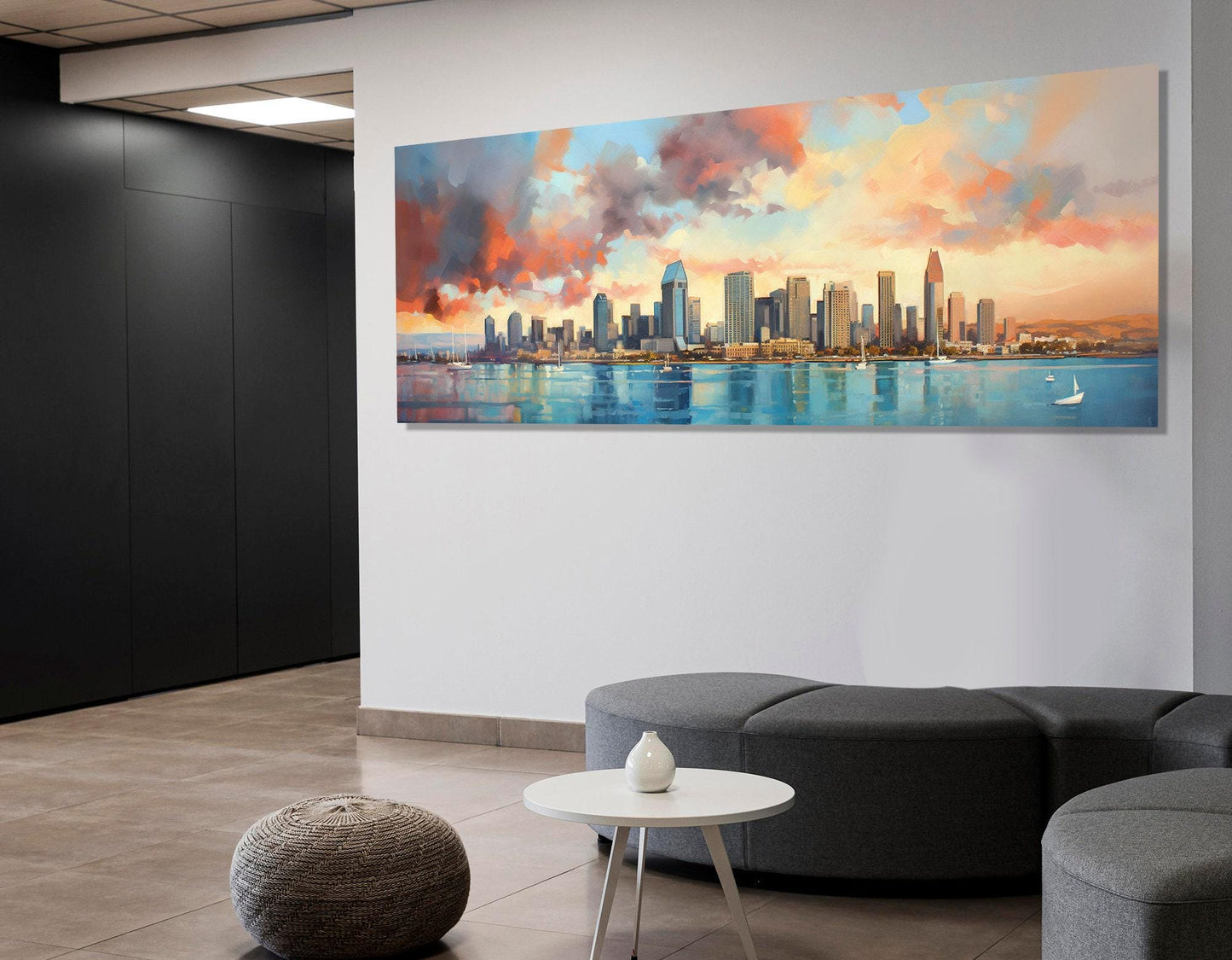 San Diego Canvas Print - Abstract City Skyline | Framed Multi Panel Wall Art