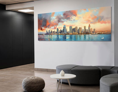 San Diego Canvas Print - Abstract City Skyline | Framed Multi Panel Wall Art