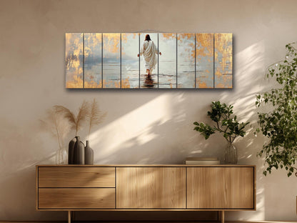 Jesus Walking on Water | Biblical Wall Art - Christian Wood Print Decor