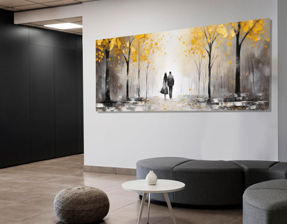 Autumn Forest Canvas Romantic Wall Art – Framed Couple Canvas Print Ready to Hang
