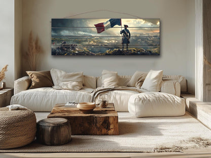 Napoleon Wood Art – Historical Wall Art on Natural Wood Print with French Flag