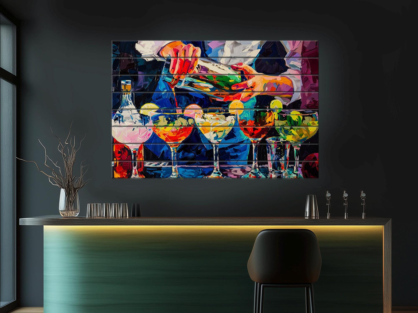 Cocktails Print on Wood, Barman Gift, Cocktail Bar Wall Decor, Cocktails Poster, Party Cocktails Wall Art, Bartender Gift, Wood Wall Art