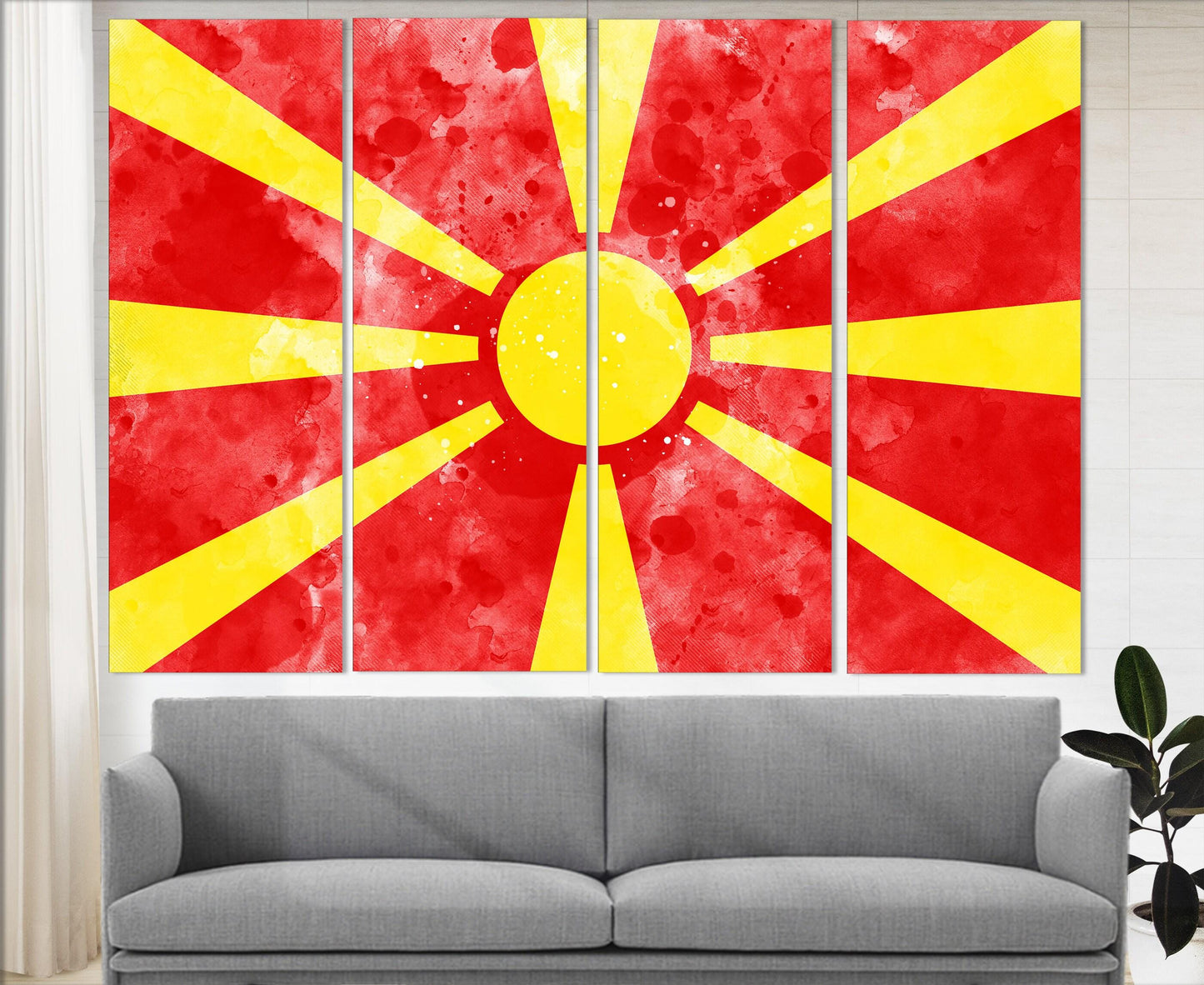 North Macedonia Flag Canvas - Framed Cotton Canvas Print | Ready to Hang Wall Art