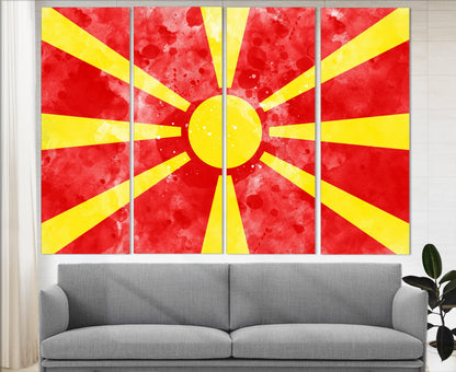 North Macedonia Flag Canvas - Framed Cotton Canvas Print | Ready to Hang Wall Art