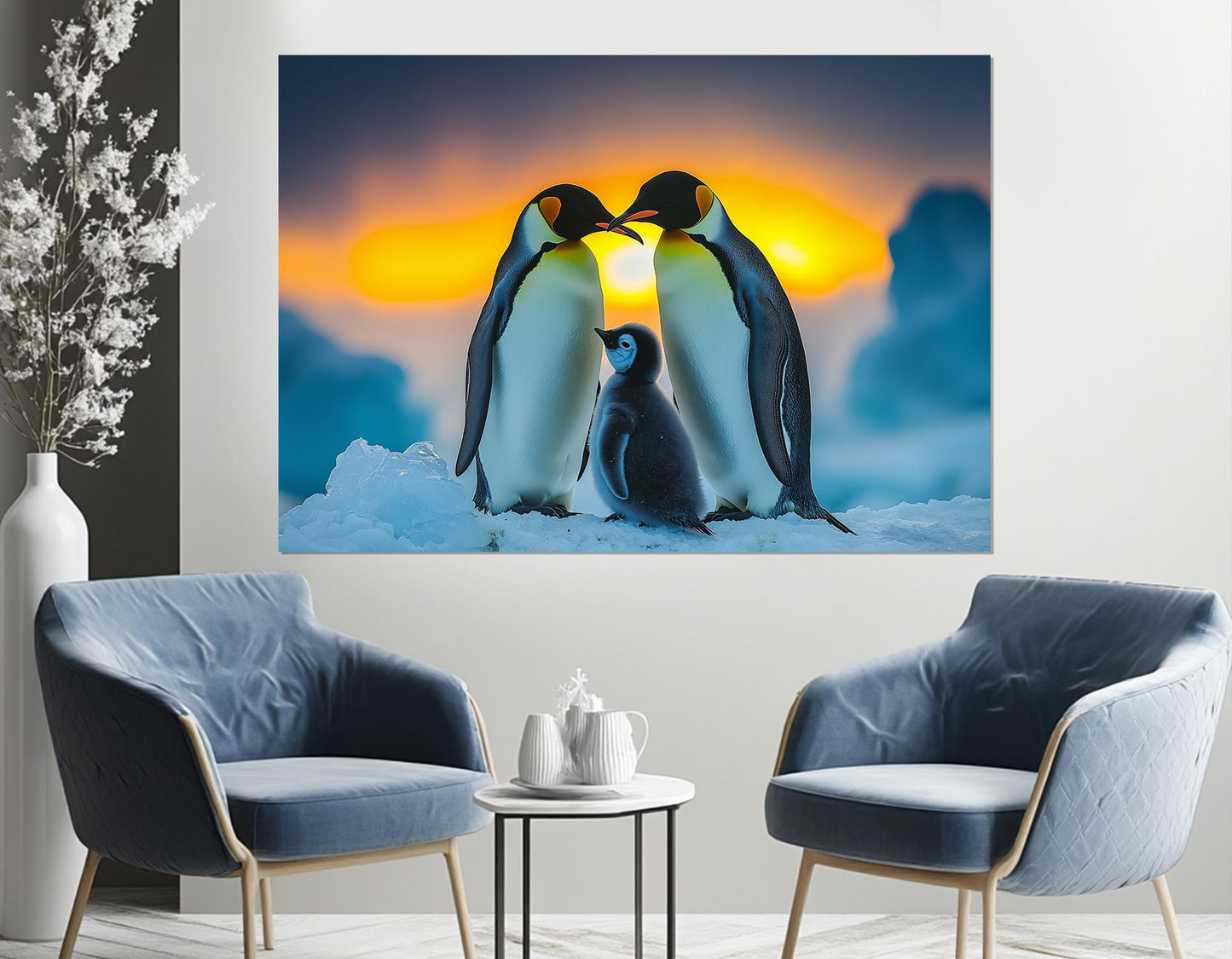 Penguins Family Canvas Print - Framed Cotton Wall Art | Ready to Hang