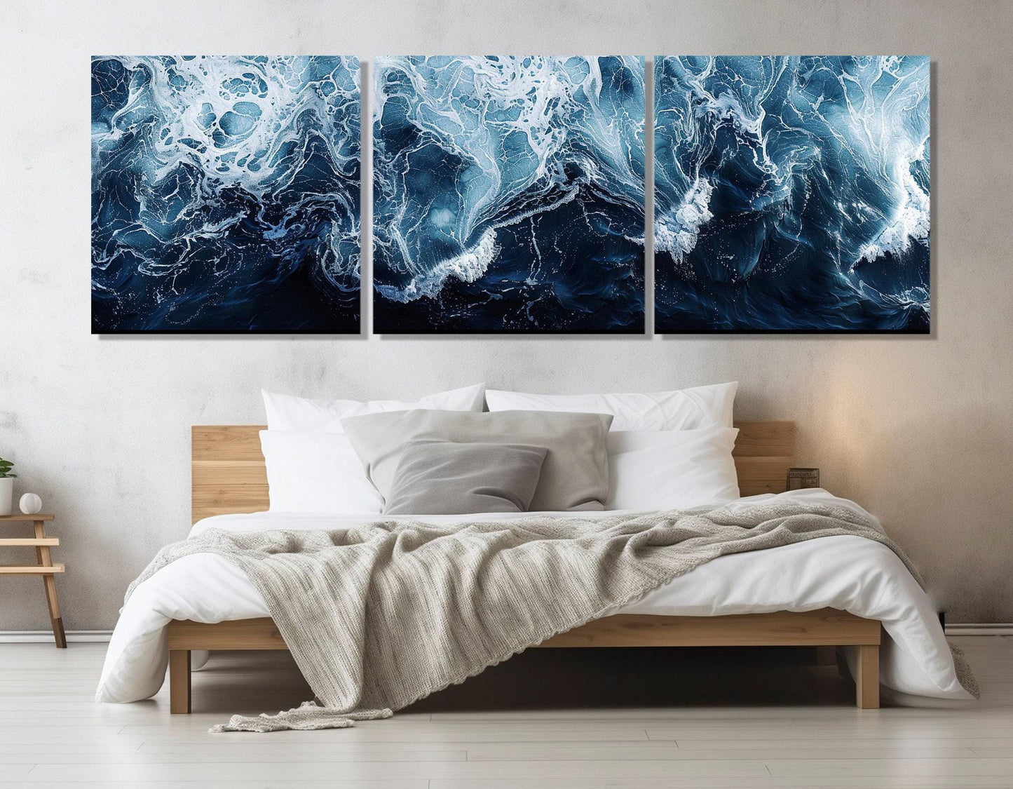 Deep Blue Ocean Canvas – Large Sea Painting | Framed Canvas Print, Ready to Hang