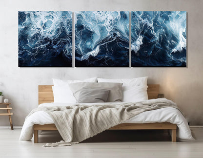 Deep Blue Ocean Canvas – Large Sea Painting | Framed Canvas Print, Ready to Hang