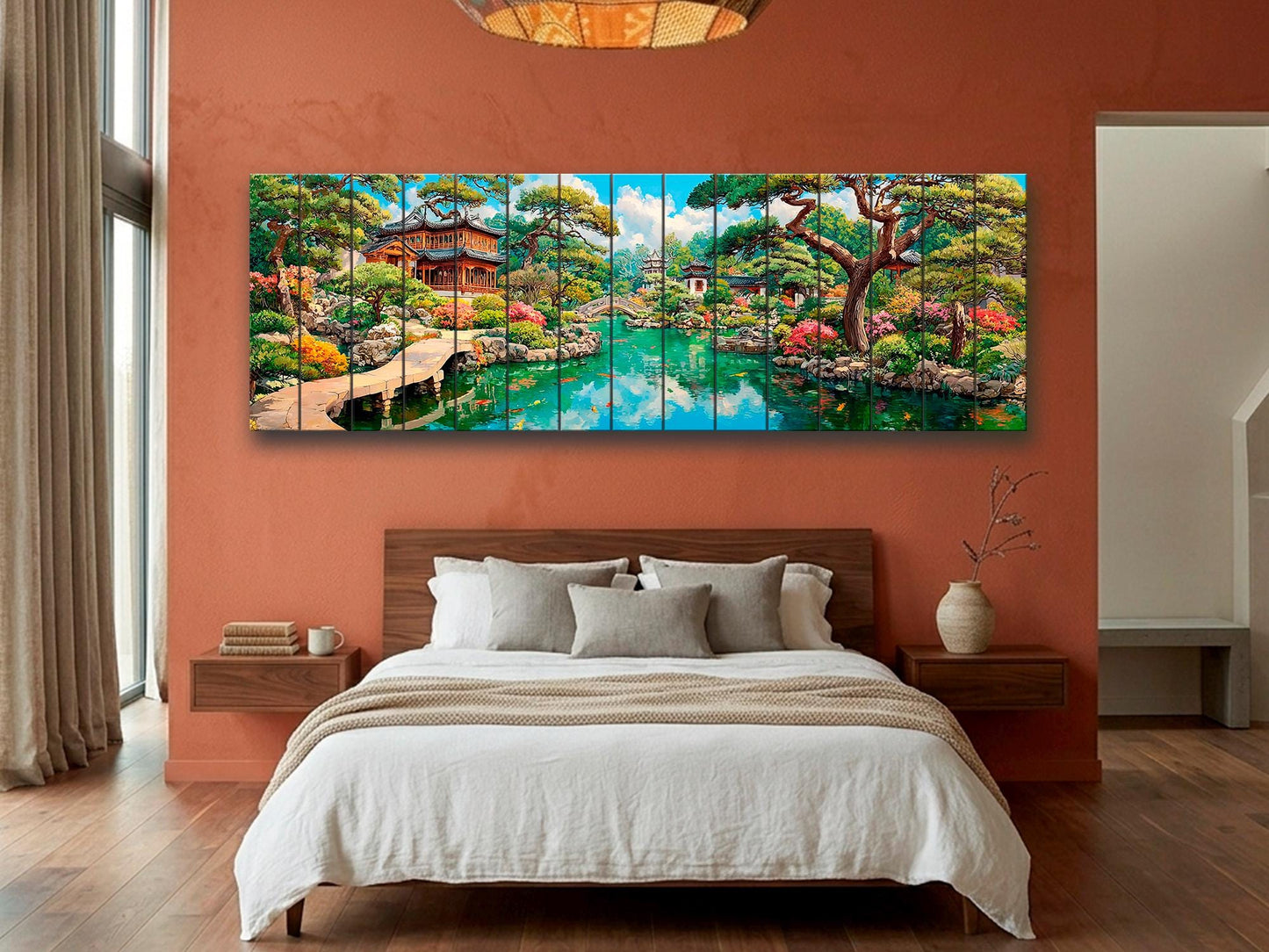 Chinese Garden Wood Wall Art, Yuyuan Pagoda Print on Real Wood