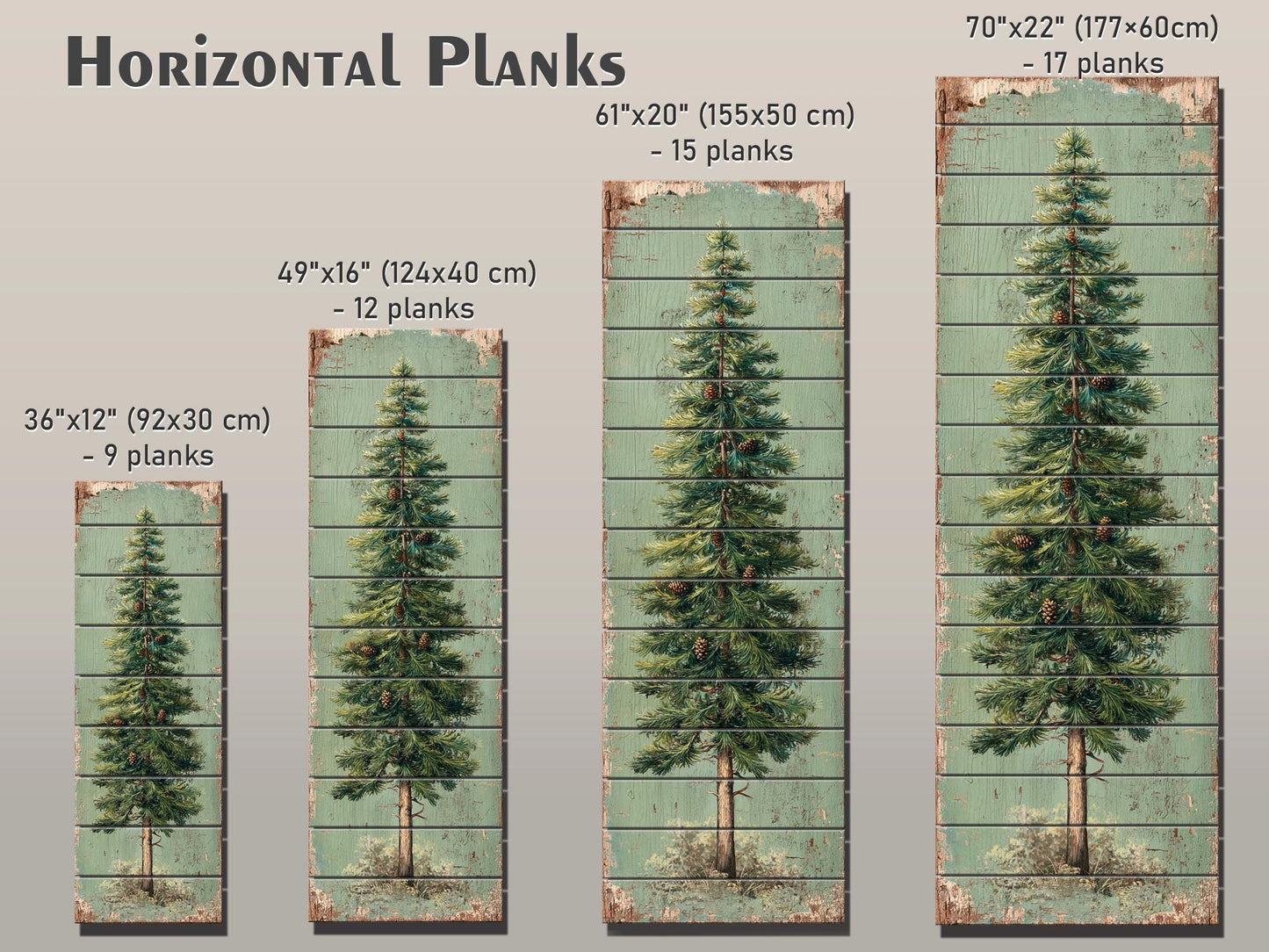 Rustic Wood Wall Art - Stylized Pine Tree Wall Print | Cozy Cabin Decor