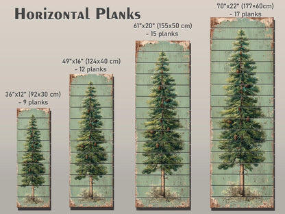 Rustic Wood Wall Art - Stylized Pine Tree Wall Print | Cozy Cabin Decor