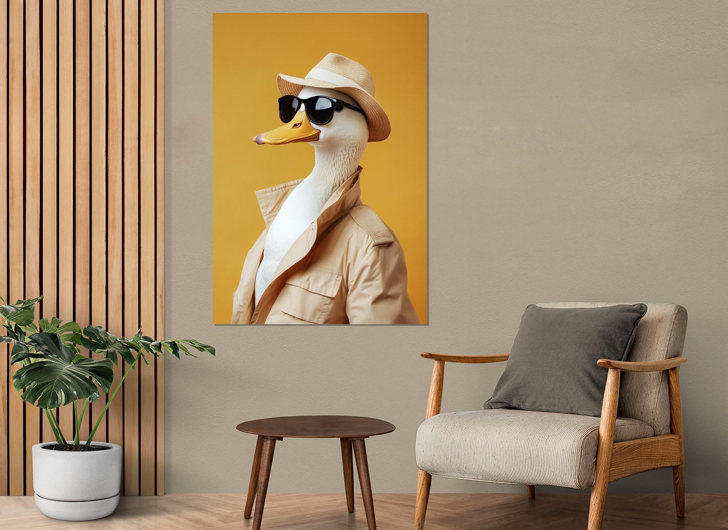 Cool Duck Canvas Print - Framed Gallery Wrapped Cotton Wall Art Ready to Hang